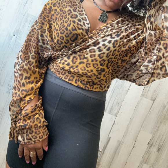 Animal Print Wrap Blouse - Picture 7 of 9